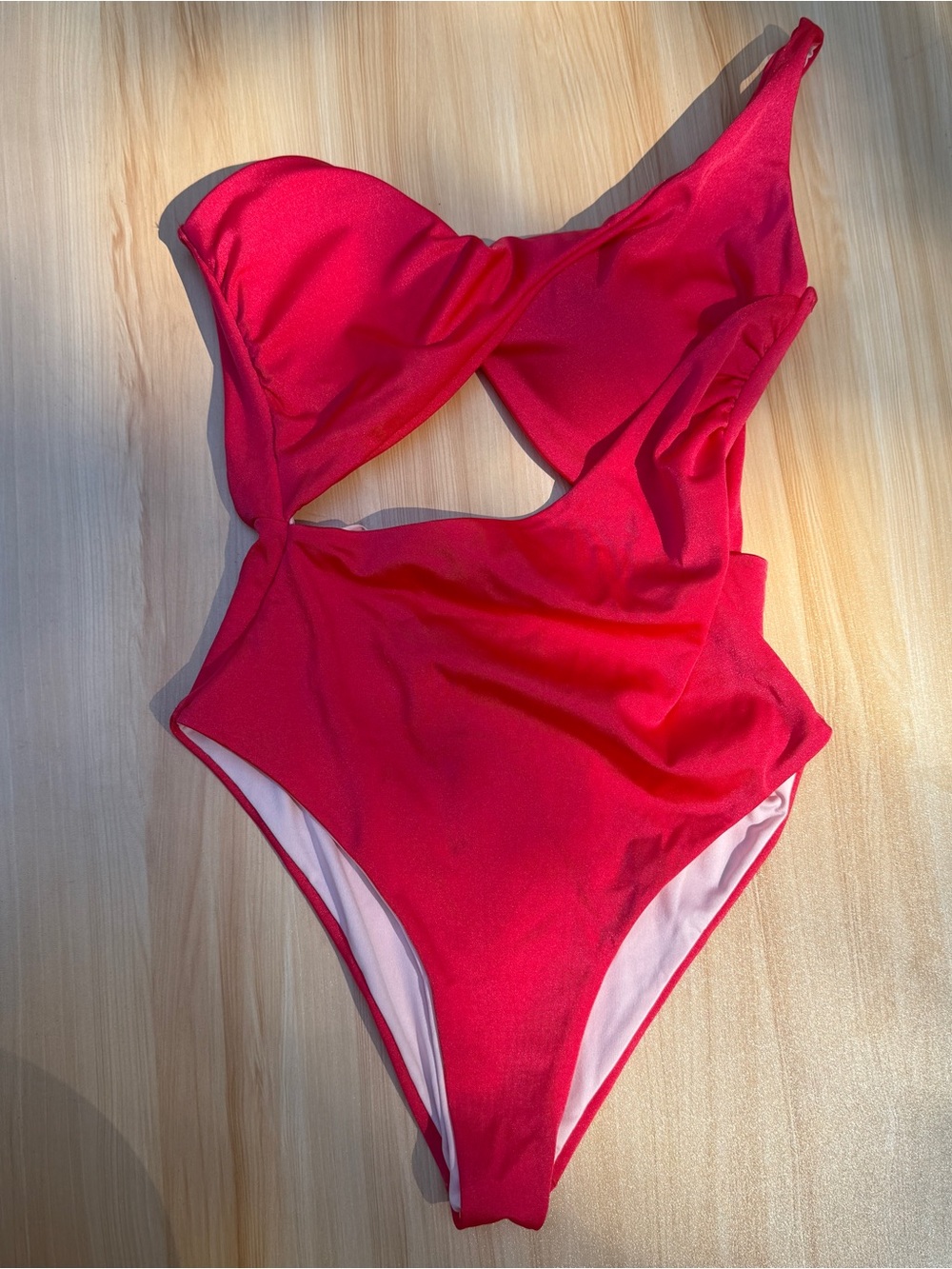 Baobab Collection Asymmetric One Piece Red BathingSuit Women’s Small NWT